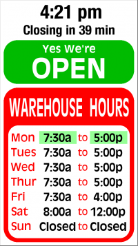 Warehouse Hours Sign